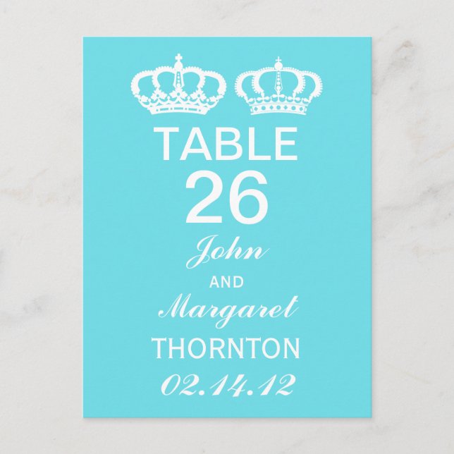 Blue Royal Couple Table Numbers (Front)