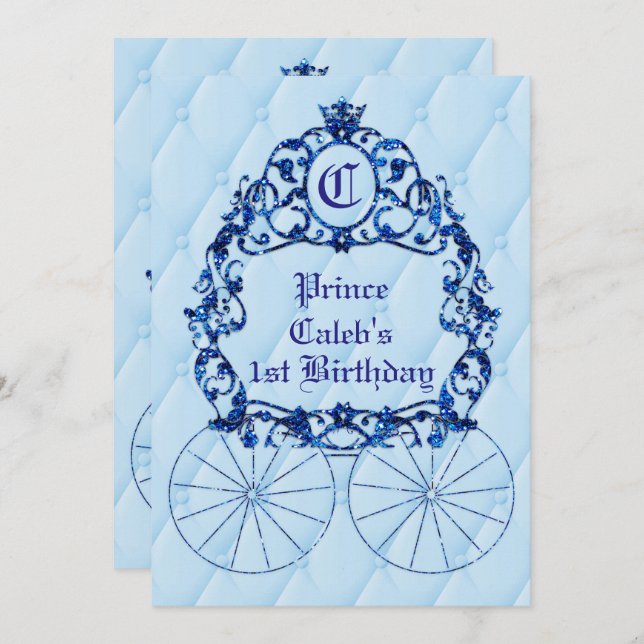 Blue Royal Crown Carriage Party Invitations (Front/Back)