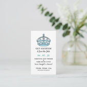 Blue Royal Crown, Get Excited and Save the Date Enclosure Card (Standing Front)