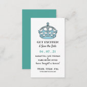 Blue Royal Crown, Get Excited and Save the Date Enclosure Card (Front/Back)