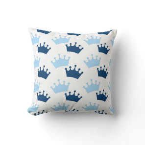 Blue Royal Crowns Fairytale Prince Storybook Decor Throw Pillow