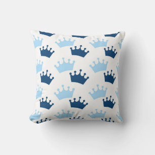 Blue Royal Crowns Fairytale Prince Storybook Decor Throw Pillow
