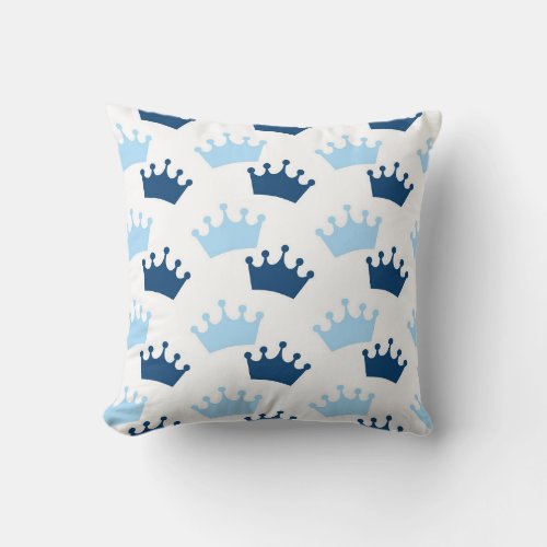 Blue Royal Crowns Fairytale Prince Storybook Decor Throw Pillow