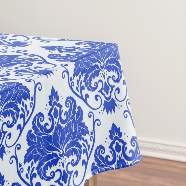 Blue Royal Damask Tablecloth (In Situ)