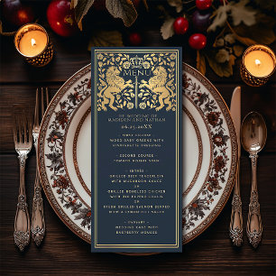 Blue Royal Lion Medieval Sword Wedding Flat Menu