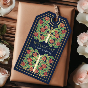 Blue Royal Medieval Gold Sword Wedding Welcome Gift Tags