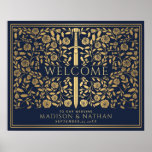 Blue Royal Medieval Gold Sword Wedding Welcome  Poster at Zazzle