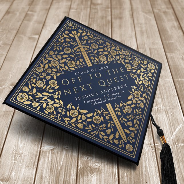 Blue Royal Medieval Sword Next Quest  Graduation Cap Topper (Creator Uploaded)