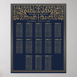 Blue Royal Medieval Sword Wedding Seating Chart