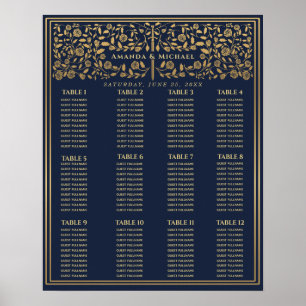 Blue Royal Medieval Sword Wedding Seating Chart