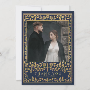 Blue Royal Medieval Sword Wedding Thank You Card