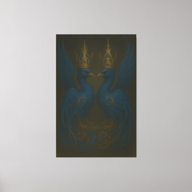 Blue Royal Phoenix Duo · Luxury Canvas Print (Front)