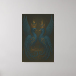 Blue Royal Phoenix Duo · Luxury Canvas Print
