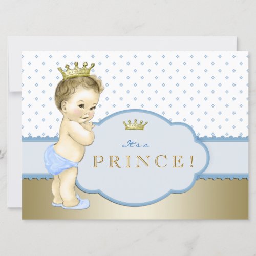 Blue Royal Prince Baby Shower Invitation