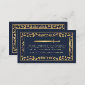 Blue Royal Sword Wedding Website RSVP QR Code  Enclosure Card