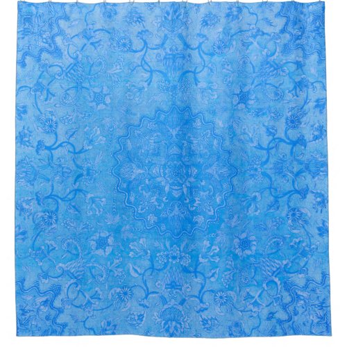 Blue Royal Tile Wallpaper Pattern  Shower Curtain