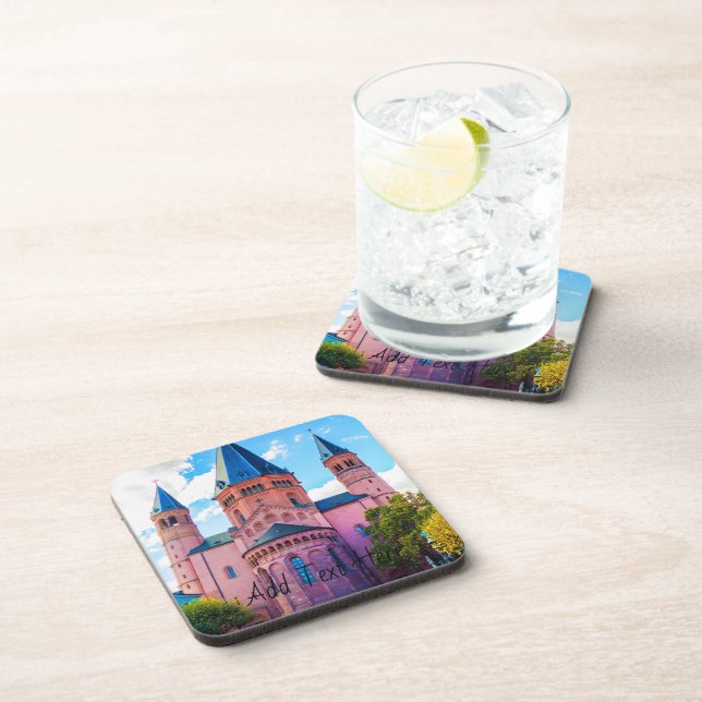 Blue Royalty Castle with Cloudy Skies Beverage Coaster (Right Side)