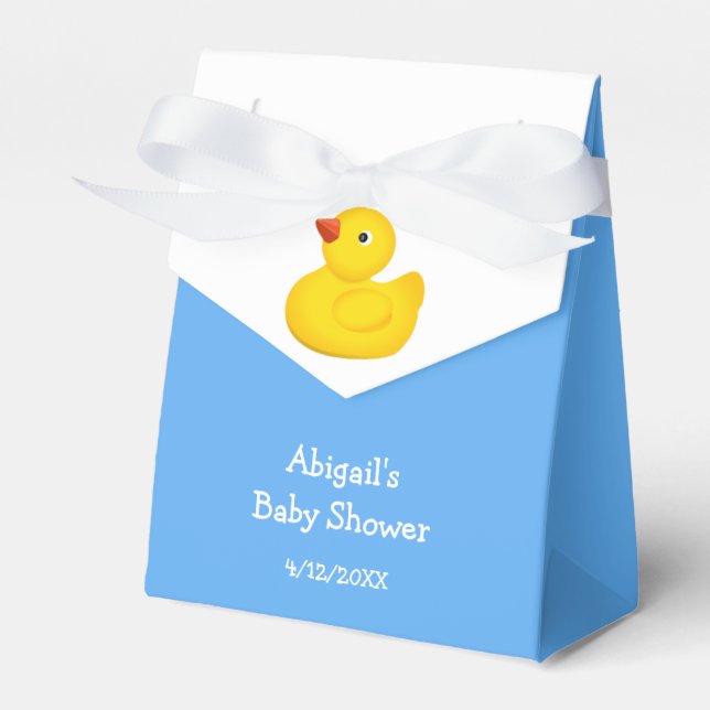 Blue Rubber Duck Baby Shower Personalized Favor Bo Favor Boxes (Front Side)