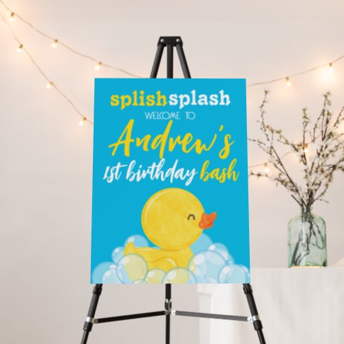 Blue Rubber Duck Birthday Foam Welcome Sign