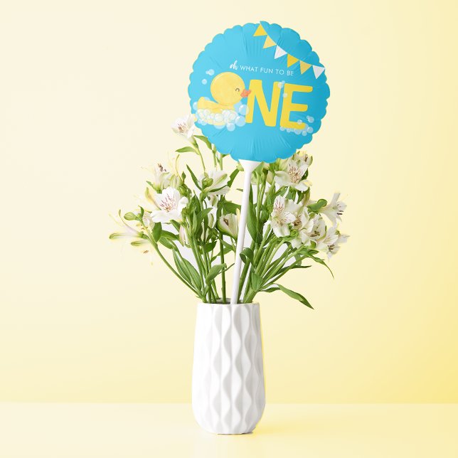 Blue Rubber Duck ONE 1st Birthday Centerpiece Balloon (Watercolor Rubber Duck 1st Birthday Party Centerpiece Balloons)