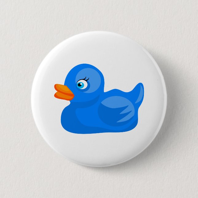 Blue Rubber Duck Pinback Button (Front)