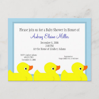 Blue Rubber Ducky Shower Invitation