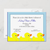 Blue Rubber Ducky Shower Invitation (Front/Back)