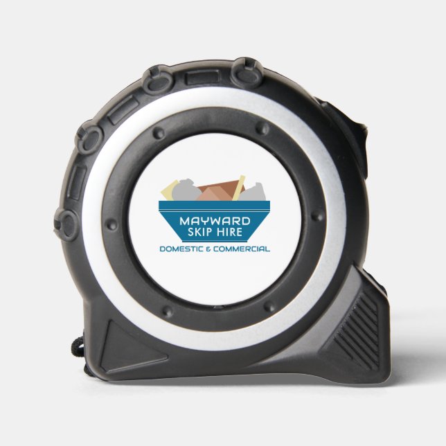 Blue Rubbish Skip Design, Skip/Dumpster Company Tape Measure (Front)
