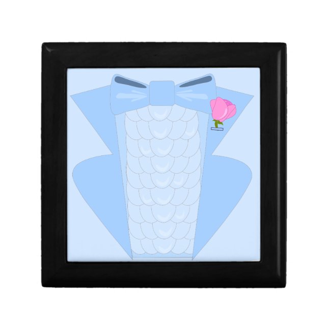Blue Ruffle Prom King Tuxedo Jewelry Box (Front)