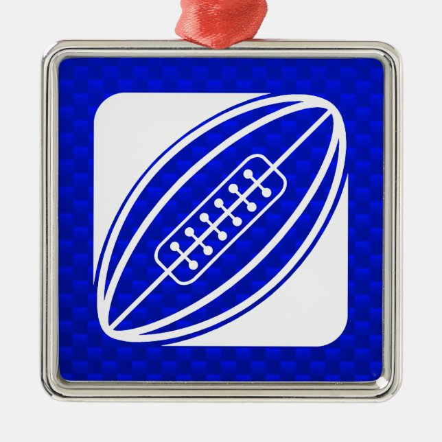 Blue Rugby Metal Ornament (Front)