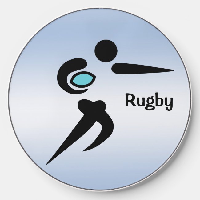 Blue Rugby Player Scrum Ball Wireless Charger