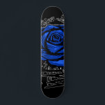Blue Rugged Rose Graffiti Art • Urban Street Skateboard<br><div class="desc">Make a bold urban statement with this Blue Rugged Rose Graffiti Art design. Created using a thick fat-marker graffiti technique, this piece features a striking blue rose glowing against a deep black background. Heavy dripping ink, rugged jagged leaves, and scattered black fragments bring authentic street-art attitude and modern edge. This...</div>