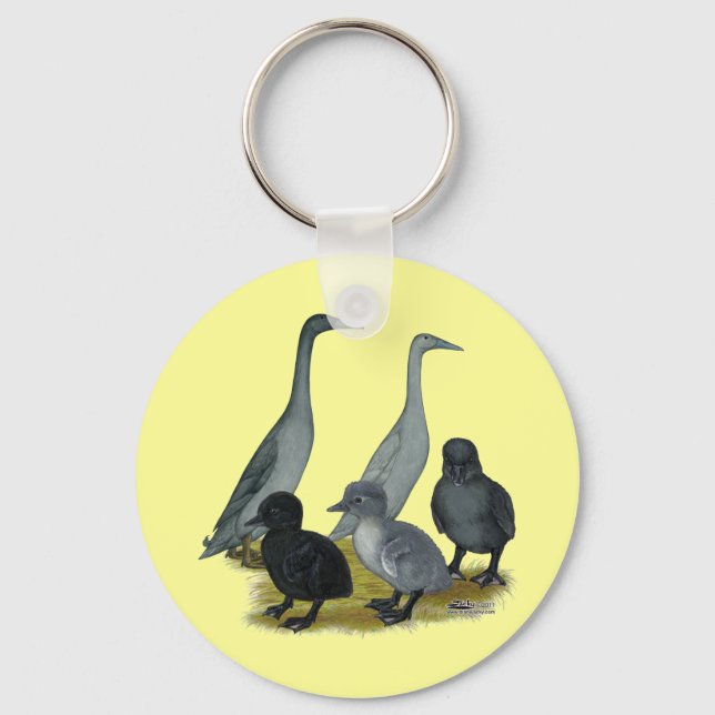 Blue Runner Duck Family Keychain (Front)