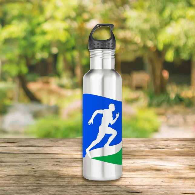 Blue Runner Logo Personalized Stainless Steel Water Bottle (Creator Uploaded)