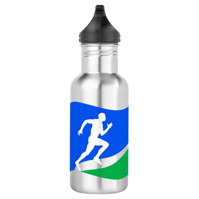Blue Runner Logo Stainless Steel Water Bottle (Right)