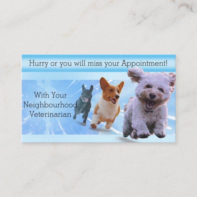 Blue Rush Veterinarian Appointment Card (Front)