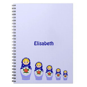 Blue russian matryoshka nesting dolls notebook