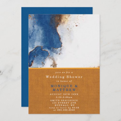 Blue Rust Copper Agate Wedding Shower Invite