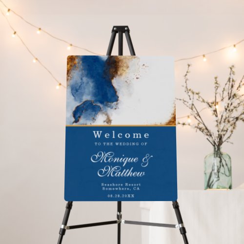 Blue Rust Copper Agate Wedding Welcome Sign