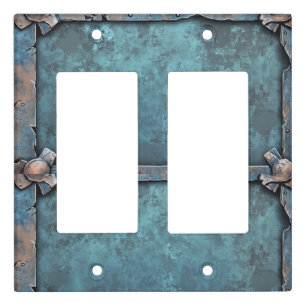 Blue Rusted Aged Industrial Metal  Light Switch Cover