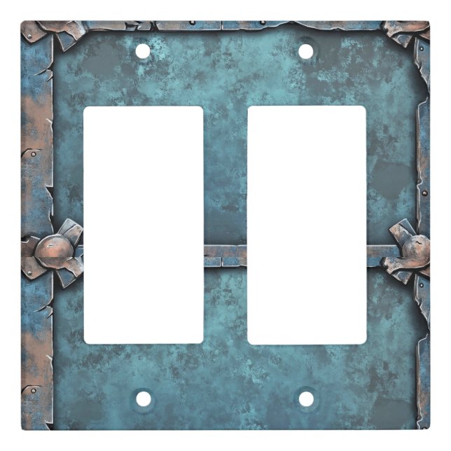 Blue Rusted Aged Industrial Metal  Light Switch Cover (Front)