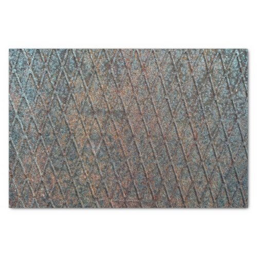 Blue Rusted Diamond Shape Metal Pattern Tissue Paper