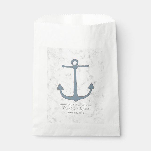 Blue Rustic Anchor Wedding Favor Bag (Front)