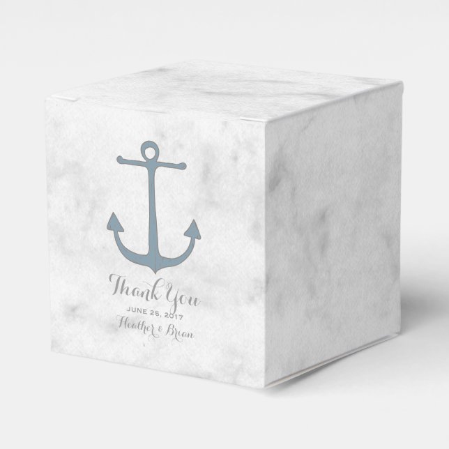 Blue Rustic Anchor Wedding Favor Boxes (Front Side)