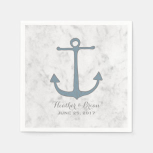 Blue Rustic Anchor Wedding Paper Napkins