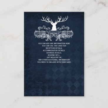 Blue Rustic Antler Deer Woodland Wedding Enclosure Card