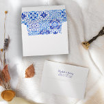 Blue Rustic Azulejos Tiles Wedding Envelope<br><div class="desc">The inside of this rustic wedding invitation envelope features a pattern of blue and white traditional Portuguese tiles,  or azulejos. Personalize the back flap with your name(s) in blue handwriting script and address in blue copperplate font.</div>