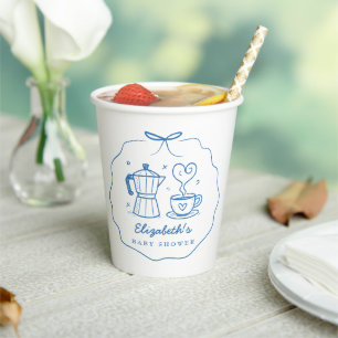 Blue Rustic Baby Is Brewing Coffee Paper Cups
