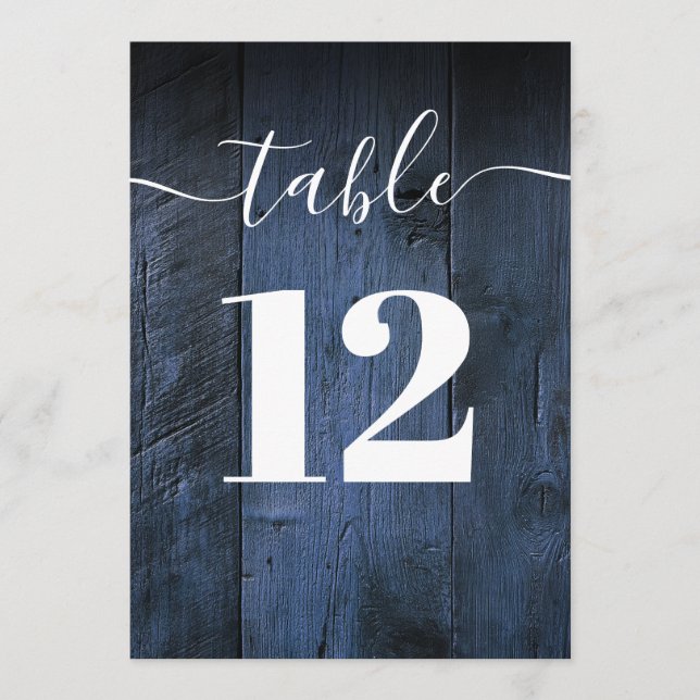 Blue Rustic Barn Wood Boho Table Number (Front)