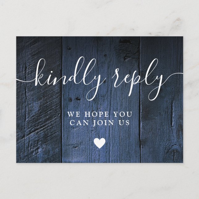 Blue Rustic Barn Wood Song Request RSVP Postcard (Front)